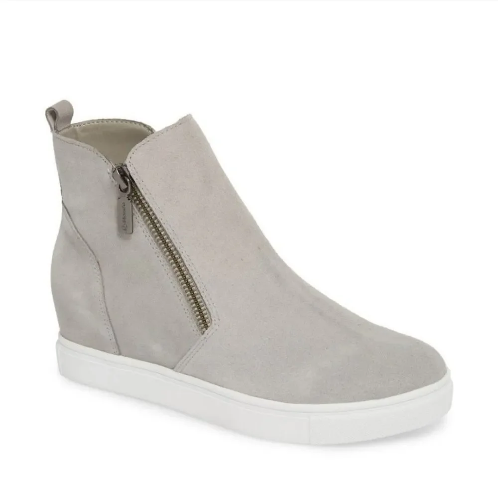 Blondo Giselle Waterproof Gray‎ Suede Leather High Top Side Zip Sneakers 7.5